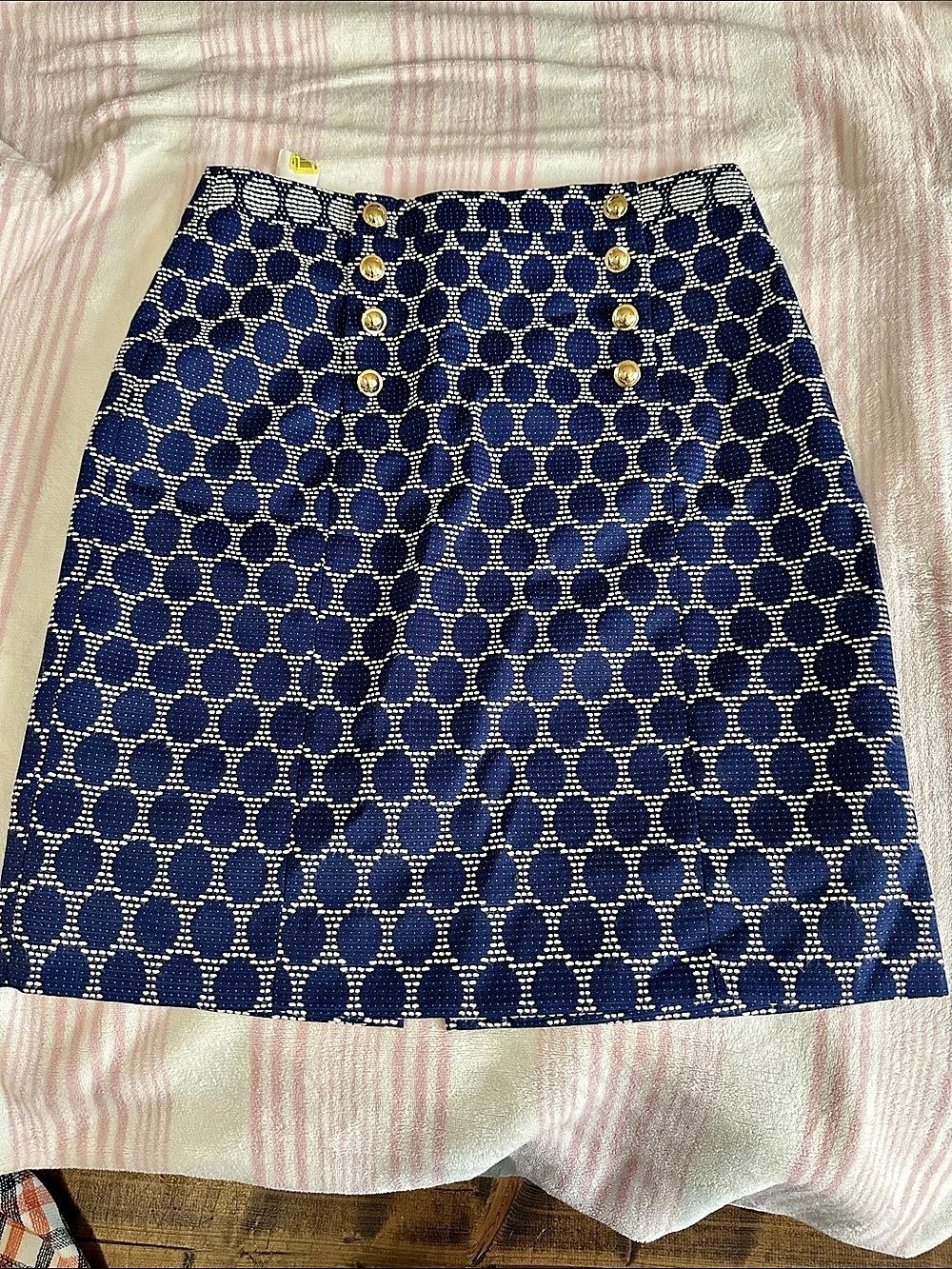 Antonio Melani Geometric Mini Skirt in Blue & White Size 8 NWT